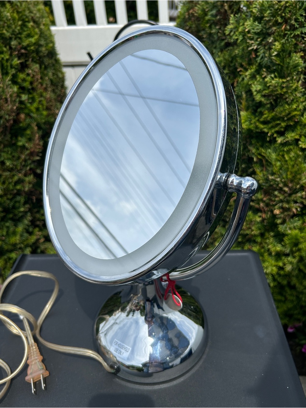 LED Lighted Double-Sided Vanity Mirror - Silver Finish